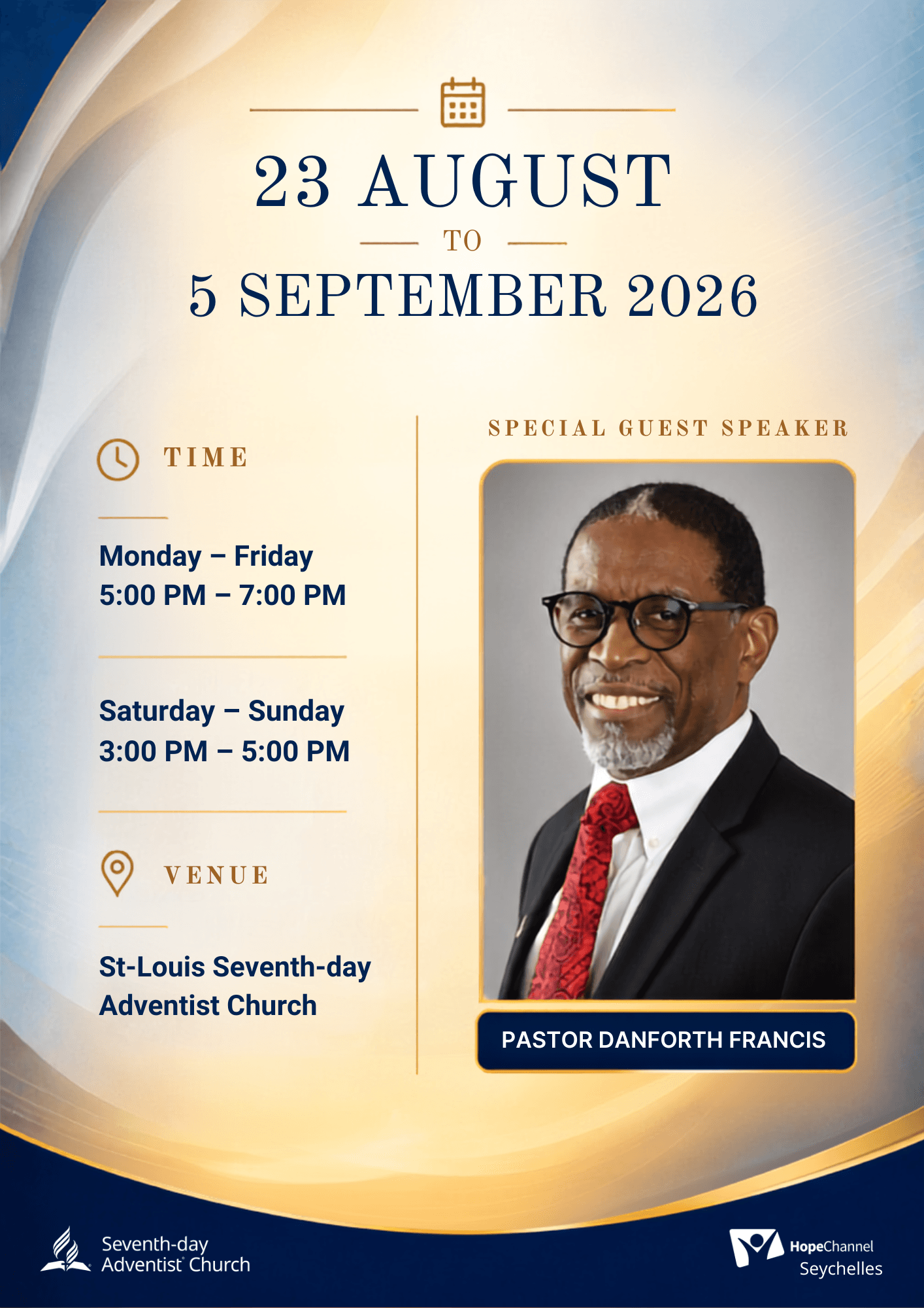 Hope for Seychelles invitation for Central Mahé at St-Louis Seventh-day Adventist Church