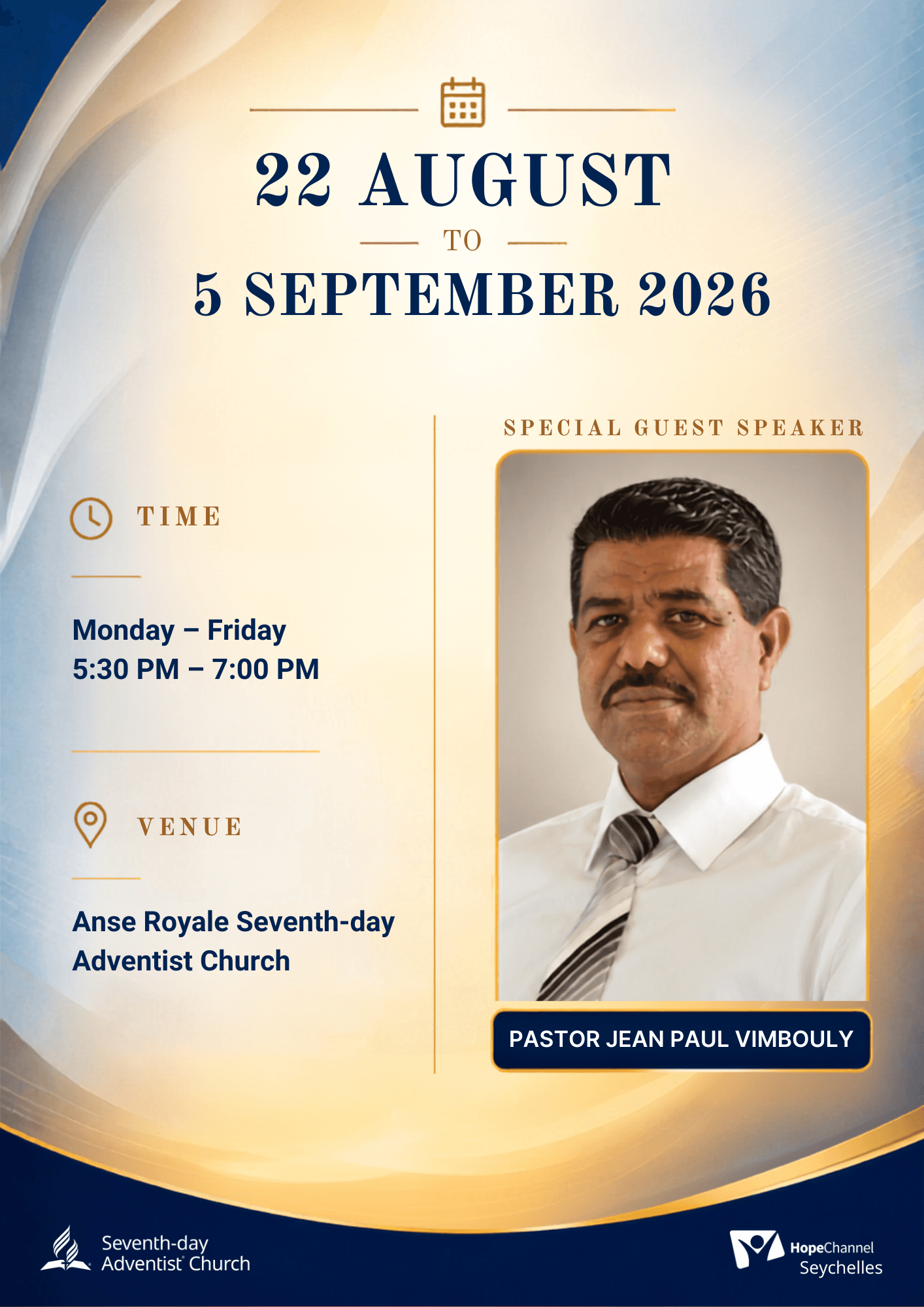 Hope for Seychelles invitation for South Mahé at Anse Royale Seventh-day Adventist Church